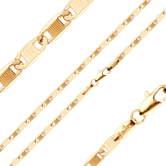 Mariner link band hammered chains plated in 14K Gold, Rose Gold, 18K Gold