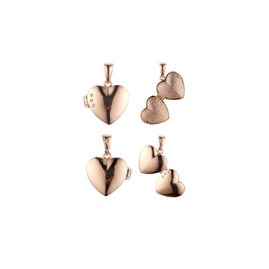 Openable glossy Heart 14K Gold, White Gold, Rose Gold pendant