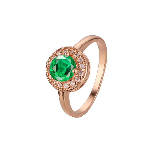 Anéis halo chiques e coloridos de zircônia cúbica em ouro 14K