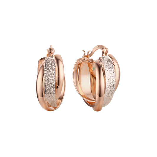Geometric hoop earrings in 14K Gold, Rose Gold, two tone plating colors
