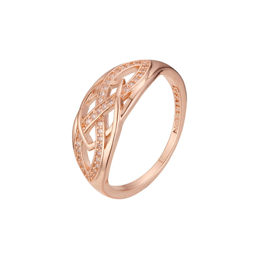 Interlocking stacking band paved white cz Rose Gold rings