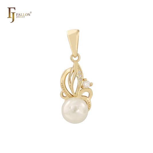 Solitaire pearl 14K Gold, Rose Gold,White Gold pendant