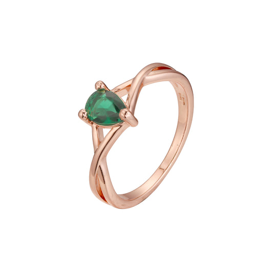 Rose Gold solitaire teardrop rings