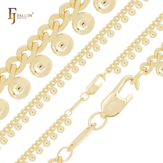 Beads cuban compact Fancy link 14K Gold Chains