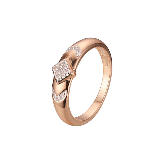 Rose Gold two tone plain design rings paving stones