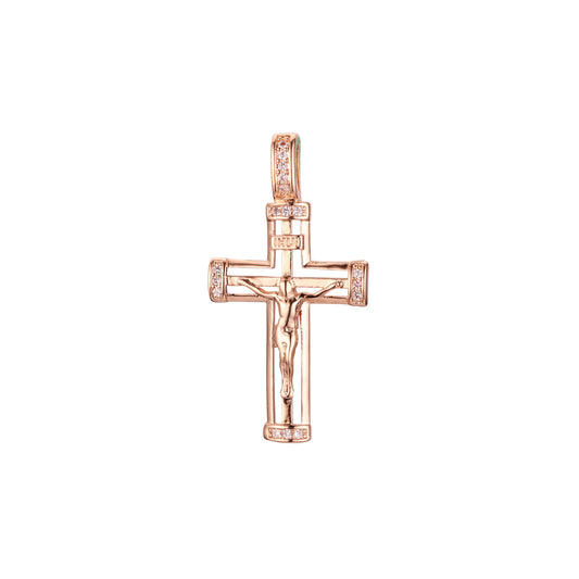 Eastern Orthodox Russian pendant in Rose Gold two tone, 14K Gold