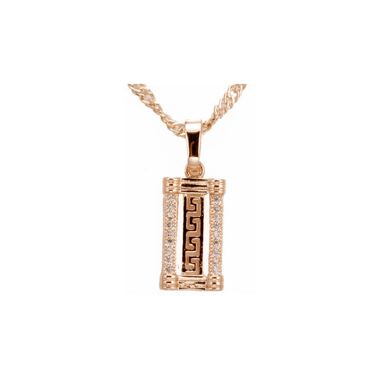 Greek key pendant in Rose Gold, 14K Gold plating colors