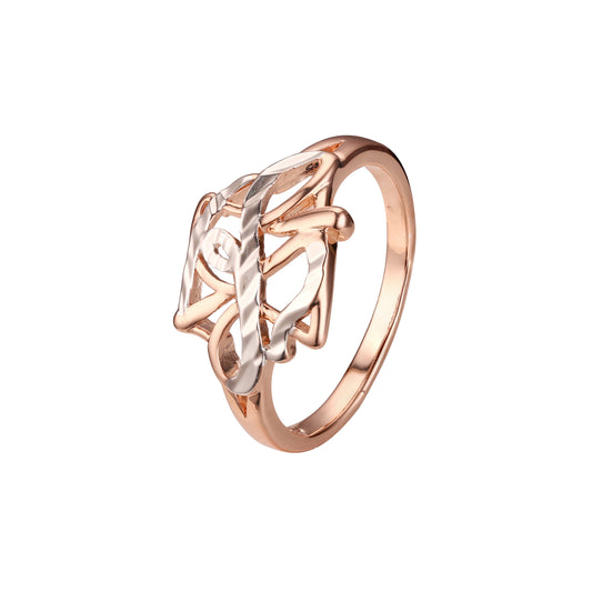Anillos de moda de dos tonos de oro rosa