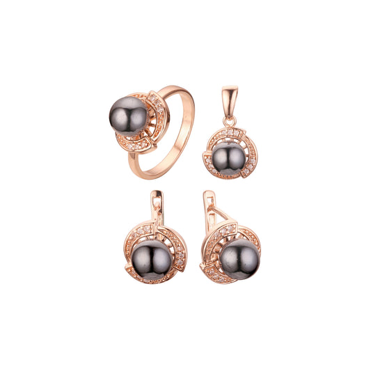 Rose Gold black pearl set