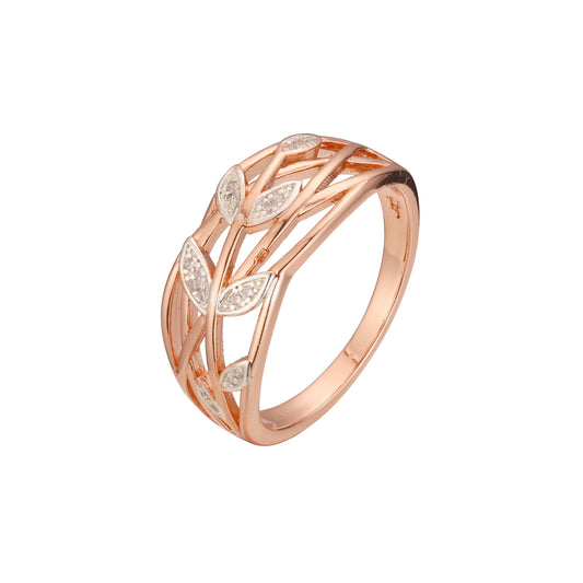 Anillos de moda de dos tonos de oro rosa