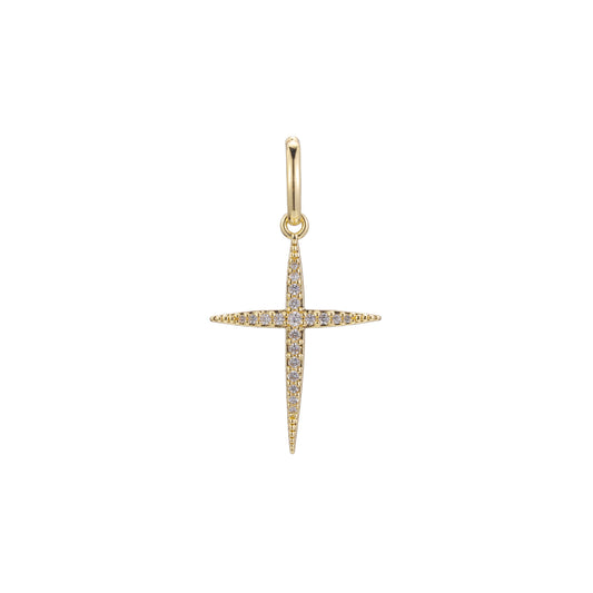 Star cluster white CZs Latin Cross pendant in Rose Gold, 14K Gold plating colors