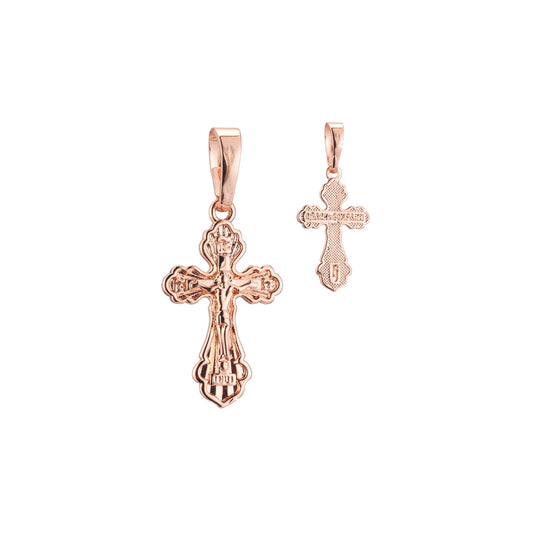 Eastern Orthodox Russian budded pendant in 14K Gold, Rose Gold two tone plating colors