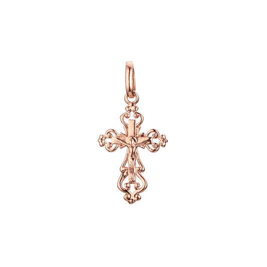 🔥 Eastern Orthodox Russian budded pendant in Rose Gold two tone, 14K Gold plating colors