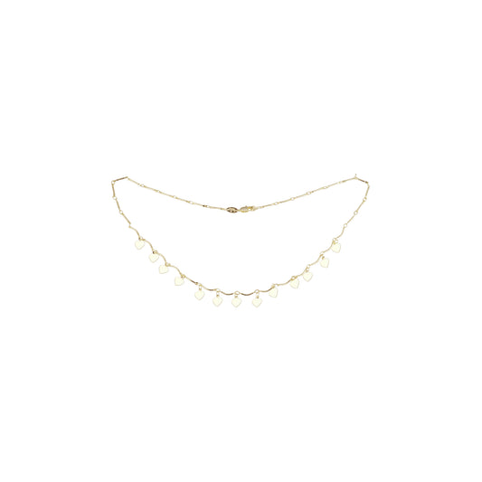 Fancy heart leaves link necklace plated in 14K Gold