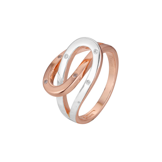 Anillos de moda de dos tonos de oro rosa