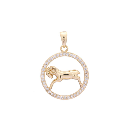 Constellation Zodiac constellation Rose Gold two tone pendant - Paved CZs circle