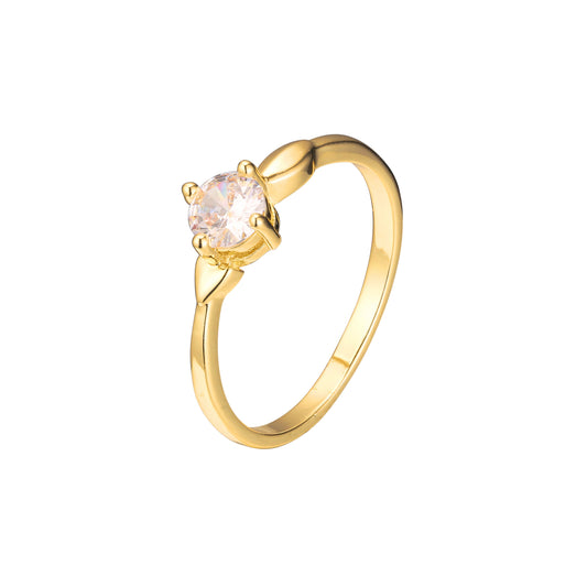 Solitaire round stone plain design rings in 18K Gold, 14K Gold plating colors