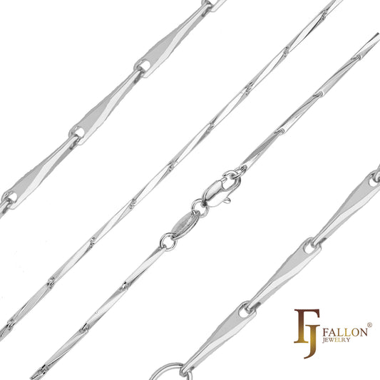Elegant Rose Gold two tone classic barleycorn fancy link chains