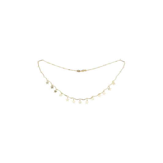 Collar de eslabones de barra y estrellas bañado en Oro de 14K