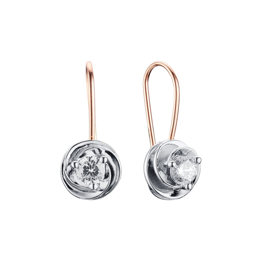 Wire hook earrings in Rose Gold, two tone plating colors