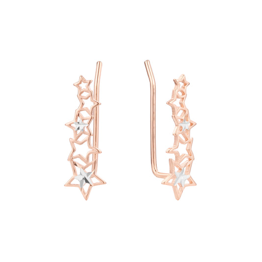 Stars crawler earrings in 14K Gold, Rose Gold, two tone plating colors