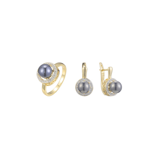 Oro de 14K bicolor engastado con piedra