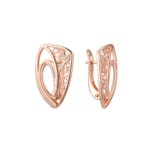 Selina's Wave Filigree Russian Lock 14K Gold, Rose Gold earrings