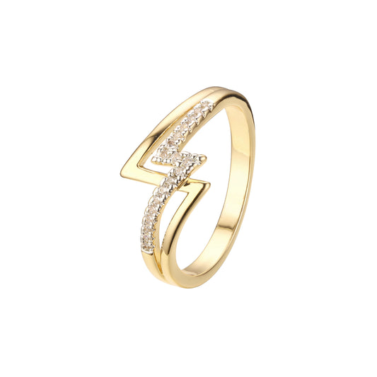 Double lightning rings in 18K Gold, 14K Gold, Rose Gold, two tone plating colors