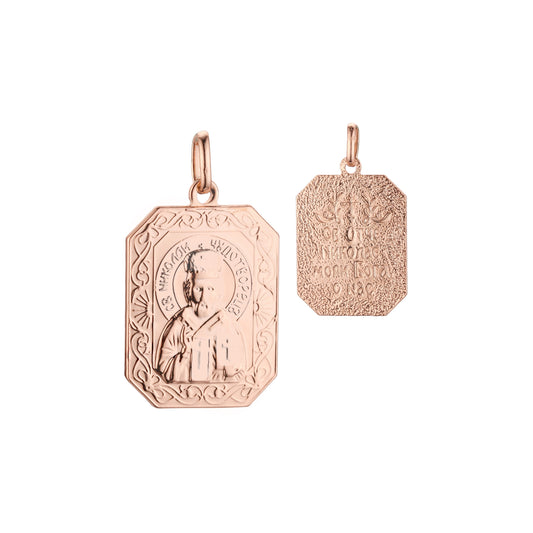 🔥 Saint Nicholas pendant in Rose Gold two tone plating colors