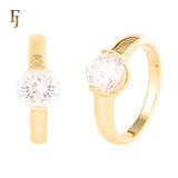 Gold-Plated Solitaire Ring with Round Brilliant-Cut CZ Stone | FJ Fallon Jewelry