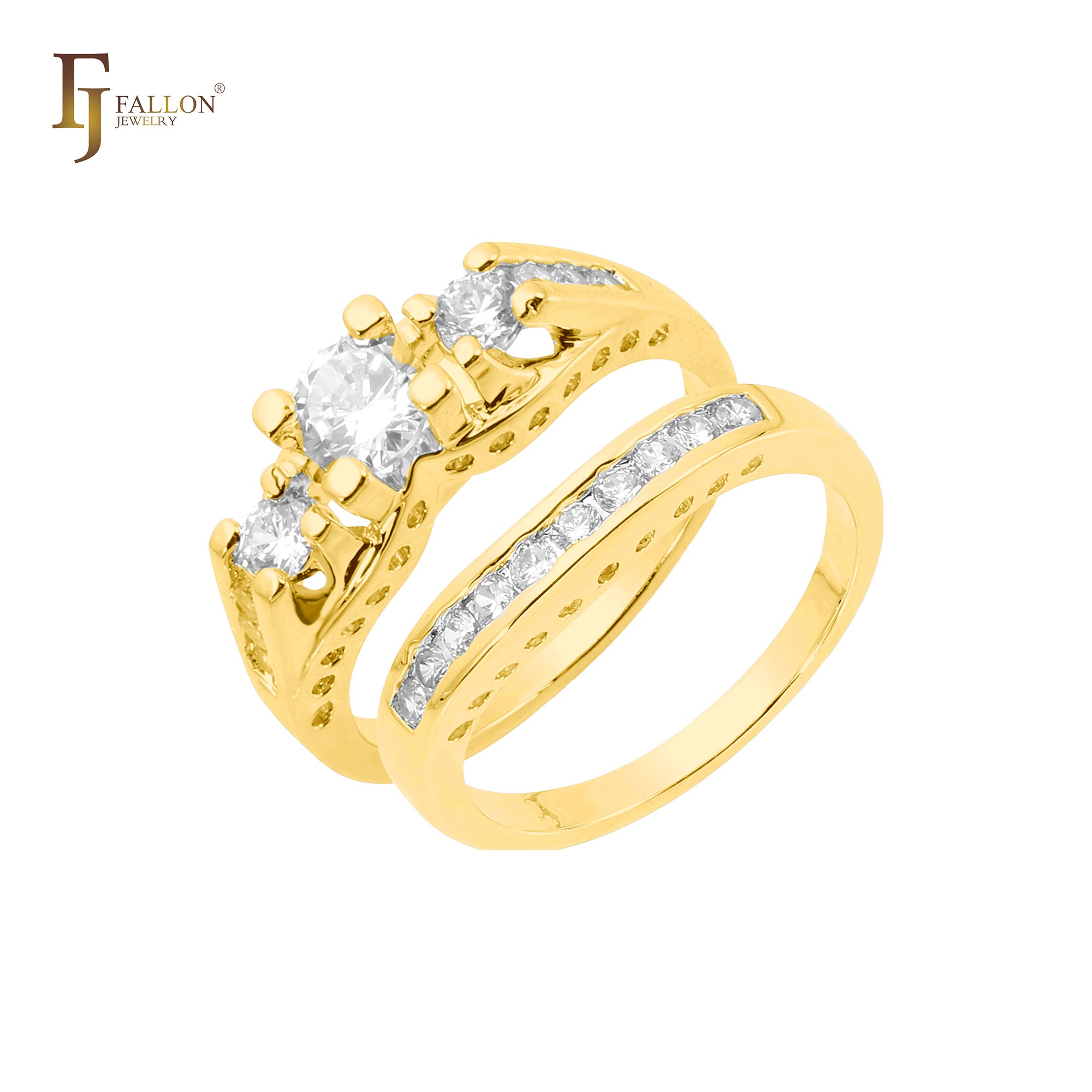 Stapelbare Clusterringe aus 14 Karat Gold, Roségold und Weißgold