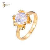 Solitario grandes anillos redondos de piedra en Oro de 18K, baño de Oro de 14K colores