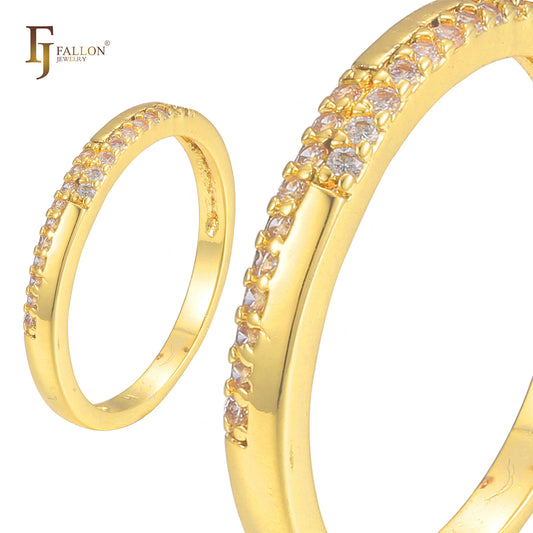 Paved white cz Wedding band band 14K Gold, Rose Gold, 18K Gold rings