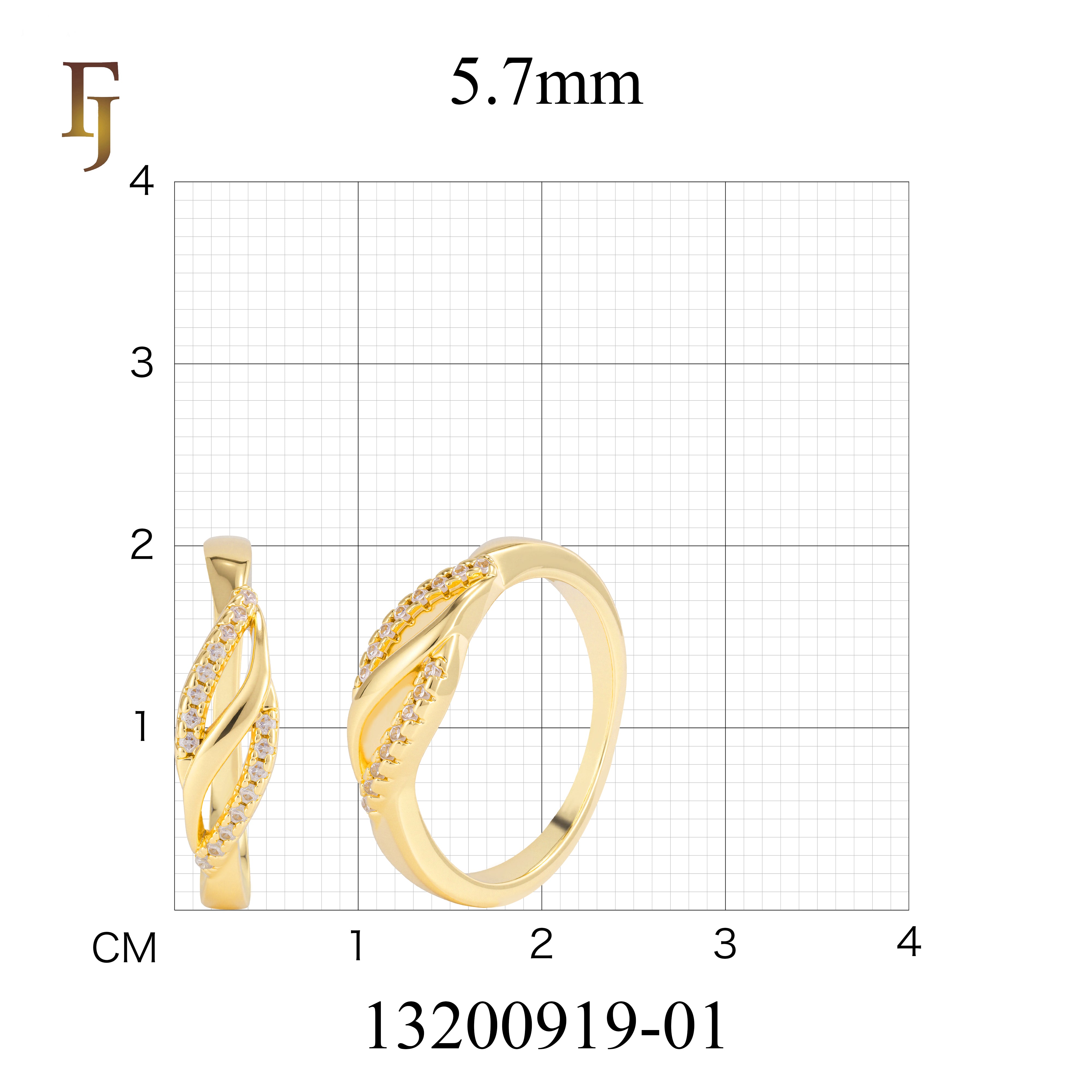 Twisted Gold Plated Ring with Double Row CZ Accents Elegant Crossover Design