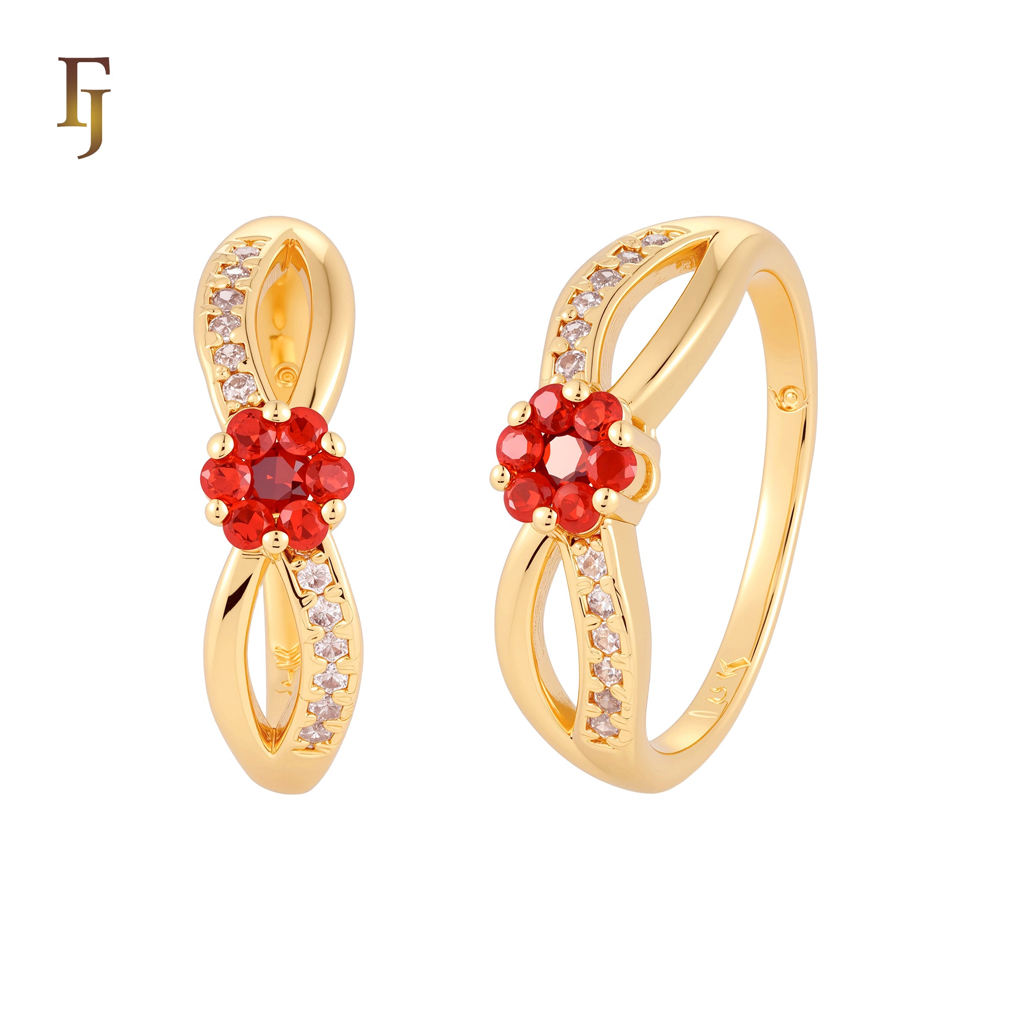 Anéis em ouro 14K, cores banhadas a ouro rosa