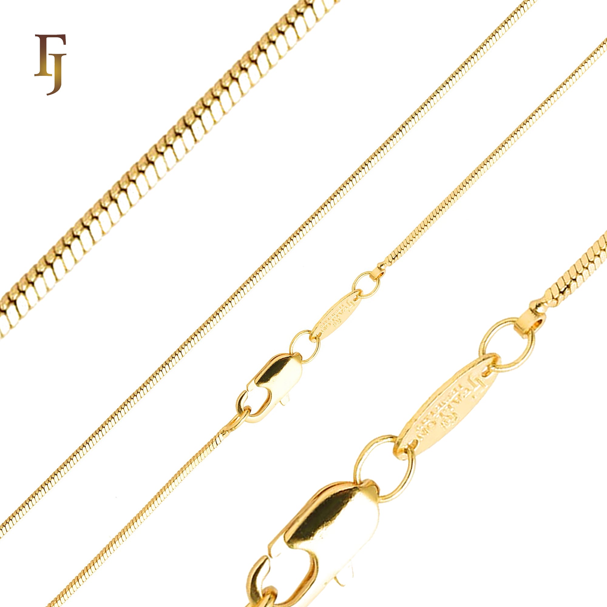 Thin Snake chains plated in 14K Gold, Rose Gold