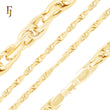 Hanmmered textured wide 18K Gold Rope Chain