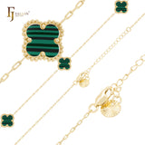 Pure white or black lucky Clover shape Rose Gold paperclip link braclets or chain