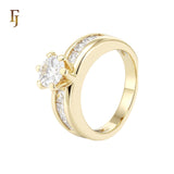 Cluster White CZs 14K Gold Wedding Set Rings