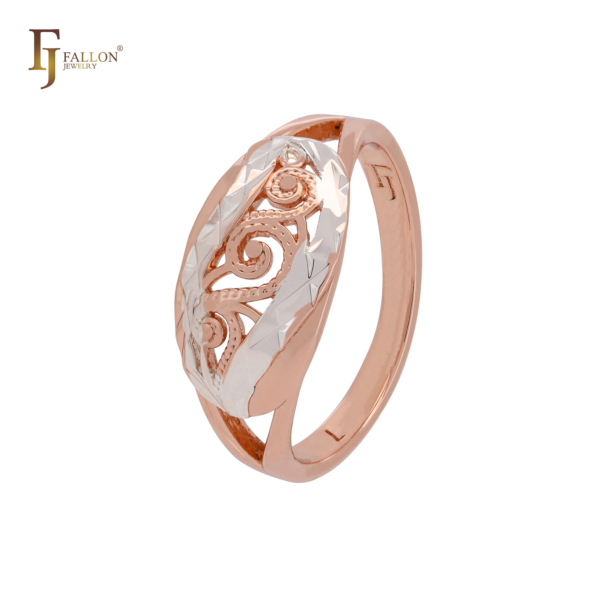 Anillos de moda ovalados de filigrana en oro rosa de dos tonos