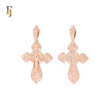 Russian Orthodox Crucifix Rose Gold Cross Pendant Religious