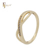 Cross of white CZs 14K Gold Wedding Rings
