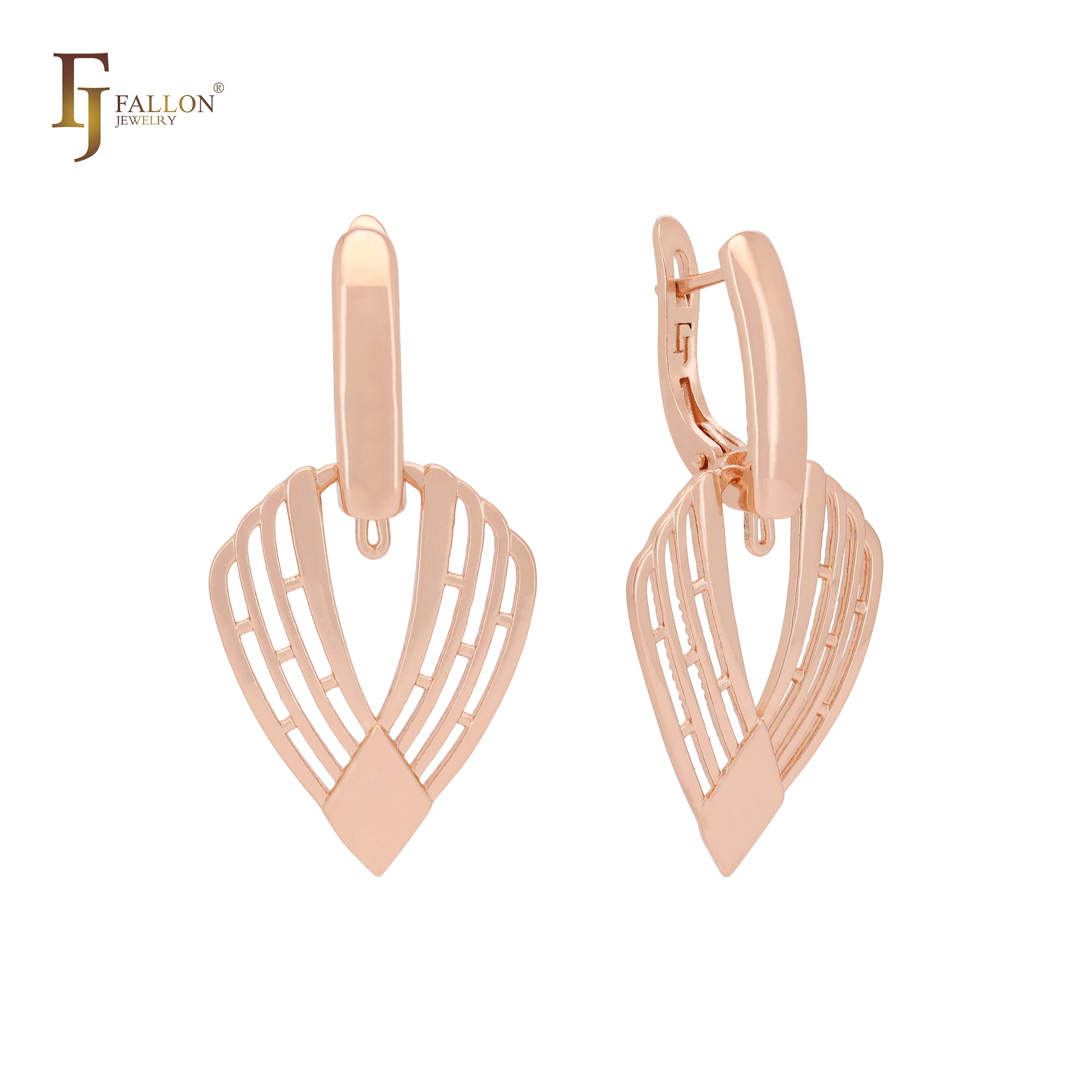 Shell shaped of Angel's wing Rose Gold Russian Lock Earrings