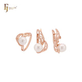 Fliegende Blätter aus Perlenfiligran Roségold-Schmuckset mit Ringen
