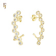 Constellation of Rounded Star White CZs Cluster 14K Gold, Rose Gold Cuff Clip Stud Earrings