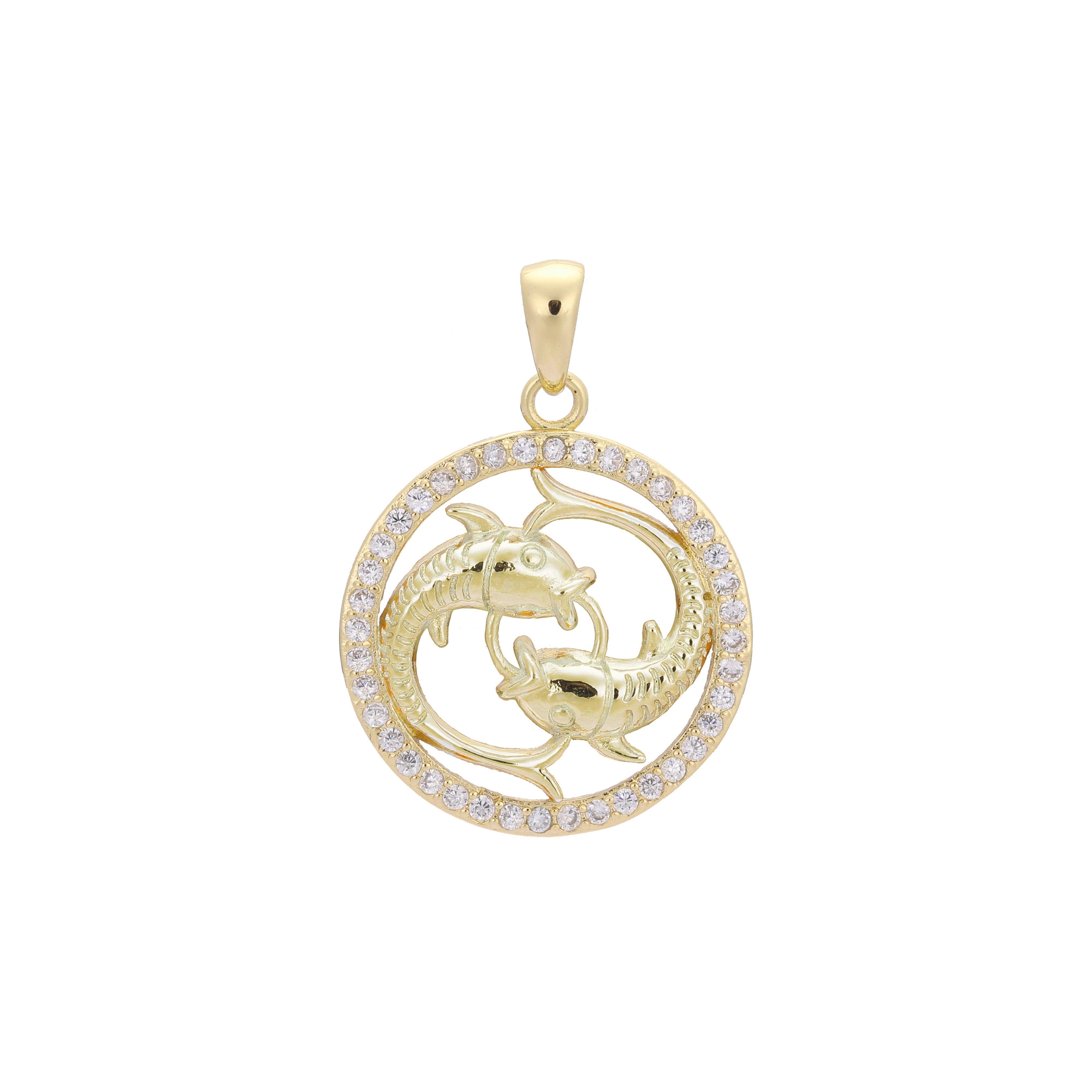 Zodiac pendant of Pisces in Rose Gold two tone, 14K Gold plating colors
