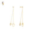 Gold Long Chain Hamsa Drop Earrings with CZ – Dainty Evil Eye Protection Jewelry for Women | FJ Jewelry
