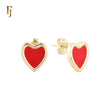 Taller Heart of red or white Onyx 14K Gold, Rose Gold Stud Earrings