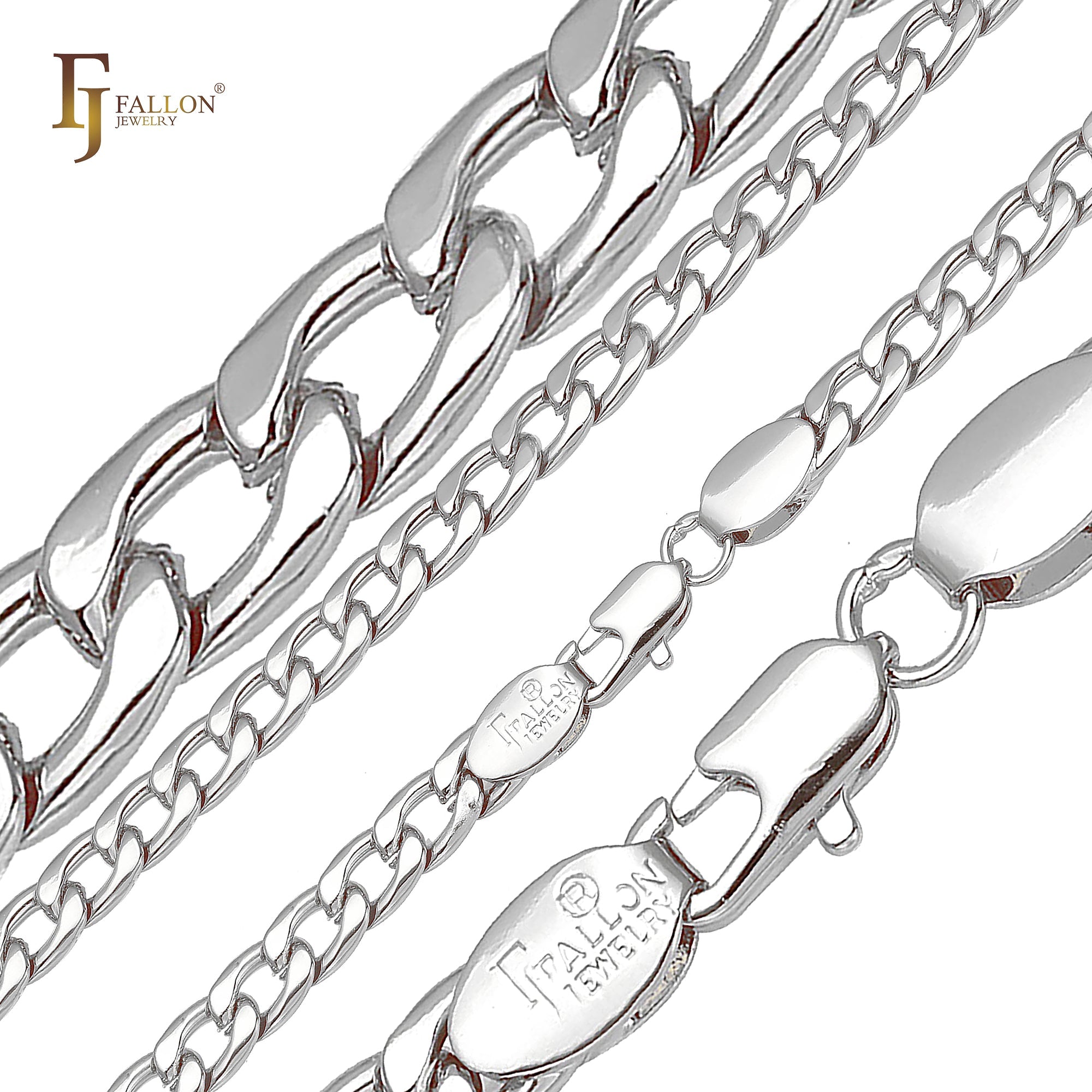 Round Curb link chains plated in Rose Gold, 14K Gold, White Gold