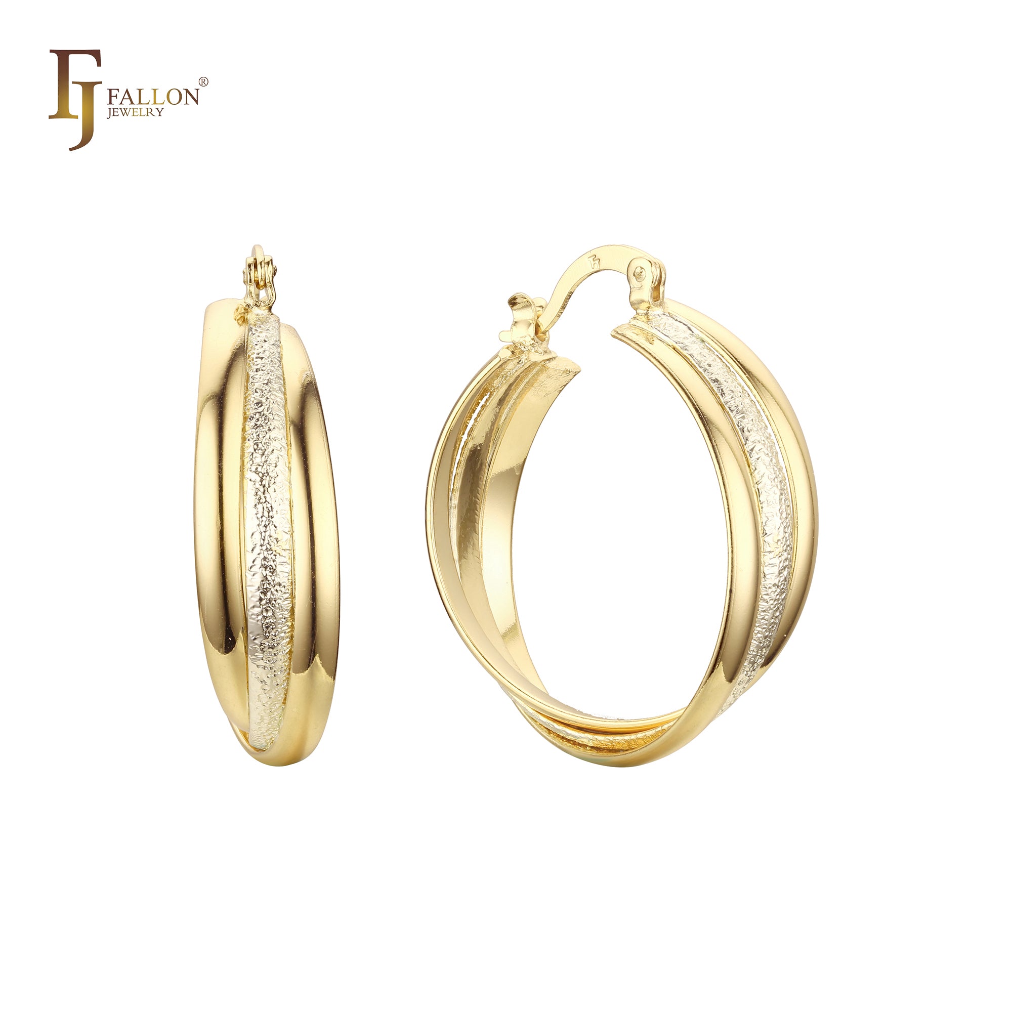 Pendientes de aro serenity en dos tonos de oro rosa